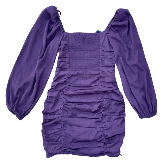 ASTR The Label Mardi Long Sleeve Ruched Mini Dress in Eggplant Purple - Small - Picture 5 of 15